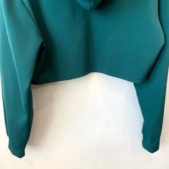 AREA Cropped Crystal Embellished Hooded Sweatshirt top shirt green medium - Picture 7 of 7